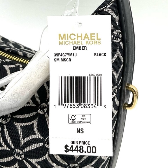 Michael Kors Ember Small Logo Jacquard Messenger Bag Black - Picture 11 of 11